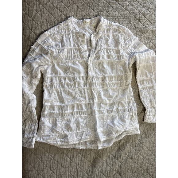 Dylan Highline Cotton Patchwork Long Sleeve Women Sz S 1/4 Button Sundance White - Picture 1 of 8